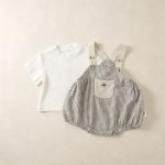 【73-100cm】セットアップ ベビー グレーチェック サロペロンパース - 画像 (5)