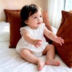 【66-90cm】ロンパース ベビー ホワイト 蝶結び ノースリーブ