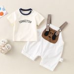 【66-90cm】セットアップ ベビー 可愛い ドッグ サロペット＆シャツ - 画像 (7)