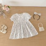 【66-140cm】ロンパースorワンピース ベビー 姉妹服 レースブルー花 - 画像 (9)