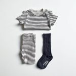 【73-100cm】セットアップ ベビー ベーシックリブ編み ボーダー柄 - 画像 (10)