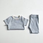 【73-100cm】セットアップ ベビー ベーシックリブ編み ボーダー柄 - 画像 (6)