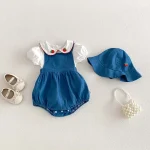 【66-90cm】ロンパース or シャツ ベビー イチゴ刺繍 サロペット - 画像 (4)