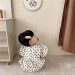 【66-90cm】ロンパース ベビー 韓国風 パフスリーブ ドット - 画像 (12)
