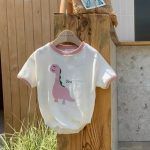 【66-90cm】ロンパース ベビー 恐竜 プリント パイピング - 画像 (11)