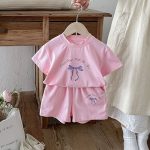 【80-130cm】2点セット 女の子 韓国雰囲気 リボン プリント - 画像 (3)