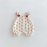 【66-90cm】ロンパース ベビー イチゴ フリル オールインワン - 画像 (3)