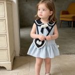 【73-100cm】ワンピース ベビー 可愛い ストライプセーラー - 画像 (4)