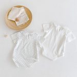 【66-90cm】ロンパース ホワイト ドット柄 可愛い ベビー服 - 画像 (3)