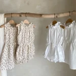 【66-90cm】ロンパース ベビー 韓国風 フリル襟 小花柄 - 画像 (3)