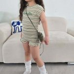 【73-120cm】セットアップ ベビー ボーダー柄 韓国風 - 画像 (7)