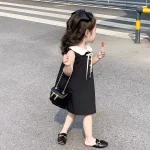 【80-130cm】ワンピース 女の子 リボン 丸襟 - 画像 (4)