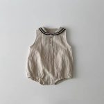 【65-90cm】ロンパース ベビー 丸襟 セーラー風 - 画像 (7)