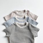 【73-100cm】セットアップ ベビー ベーシックリブ編み ボーダー柄 - 画像 (13)