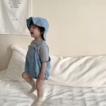 【66-100cm】ロンパース or Tシャツ ベビー 帽子付き デニム - 画像 (7)
