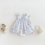 【66-90cm】ロンパース ベビー スター柄 ストライプ