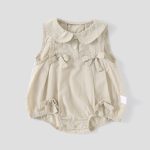 【66-90cm】ロンパース ノースリーブ ベージュ ベビー服 - 画像 (6)