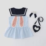 【73-100cm】ワンピース ベビー 可愛い ストライプセーラー - 画像 (8)
