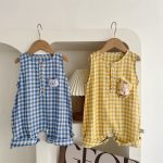 【66-90cm】ロンパース ベビー チェック オールインワン - 画像 (7)