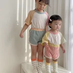 【73-120cm】セットアップ ベビー 韓国風 カラー切り替え - 画像 (10)