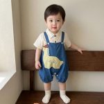 【73-100cm】ペット&シャツ ベビー 恐竜 デニム サロ - 画像 (5)