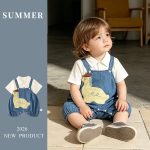 【73-100cm】ペット&シャツ ベビー 恐竜 デニム サロ - 画像 (3)