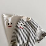 【73-100cm】半袖Tシャツ ベビー ボーダー柄 大きい目デザイン - 画像 (3)