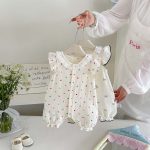 【66-90cm】ロンパース ベビー ドット 蝶結び フリル - 画像 (10)