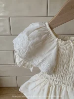 【66-90cm】ロンパース ベビー レース パフスリーブ 小花柄 - 画像 (7)