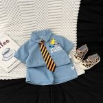 【73-120cm】セットアップ ベビー ネクタイ付き デニム - 画像 (5)