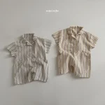 【73-90cm】ロンパース ベビー ストライプ オールインワン