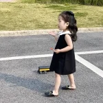 【80-130cm】ワンピース 女の子 リボン 丸襟 - 画像 (3)