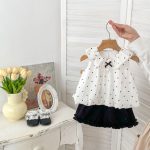 【73-120cm】セットアップ 女の子 可愛い ドット ブラウス＆パンツ - 画像 (3)