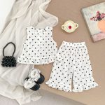 【73-120cm】 セットアップ 女の子 ドットノースリーブ - 画像 (6)