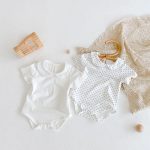 【66-90cm】ロンパース ホワイト ドット柄 可愛い ベビー服 - 画像 (2)
