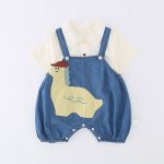 【73-100cm】ペット&シャツ ベビー 恐竜 デニム サロ - 画像 (8)