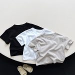 【80-130cm】半袖Tシャツ キッズ服 ベーシック 無地 クルーネック - 画像 (6)