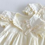 【66-130cm】ロンパースorワンピース ベビー 姉妹服 クリーム ダブル蝶結び - 画像 (12)