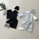 【66-120cm】セットアップ ベビー 韓国風 ワッフルロゴ 5色選べる - 画像 (4)