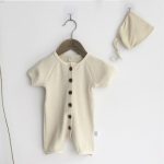 【66-90cm】ロンパース ベビー 帽子付き 花柄 プリント - 画像 (9)