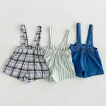 【80-120cm】ショートパンツ 男の子 韓国風 ストライプorチェク サロペット - 画像 (7)