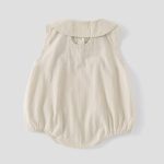【66-90cm】ロンパース ノースリーブ ベージュ ベビー服 - 画像 (5)