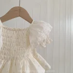 【66-90cm】ロンパース ベビー レース パフスリーブ 小花柄 - 画像 (5)