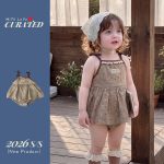 【66-90cm】キャミロンパース ベビー レトロ風 かわいい - 画像 (4)