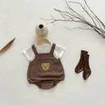 【66-90cm】サロペロンパース ベビー クマ ポケット ワッフル - 画像 (7)
