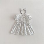 【66-140cm】ロンパースorワンピース ベビー 姉妹服 レースブルー花 - 画像 (4)