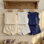 【80-130cm】セットアップ キッズ服 スポーツ ウェアベスト&ショートパン2点セット - 画像 (3)