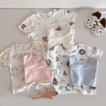 【66-100cm】Tシャツ ベビー うさぎor熊柄orノーカラー - 画像 (5)
