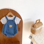 【66-90cm】サロペロンパースorTシャツ クマ柄 デニム ベビー服 - 画像 (9)