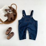 【66-90cm】ワンピースorサロペット デニム クマロゴ ベビー服 - 画像 (8)